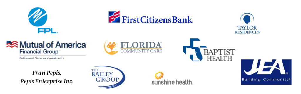 Gold sponsors for 2021 Night with the Stars FPL, First Citizens Bank, Taylor Residences, Mutual of America, Florida Community Care, Baptist Health, Fran Pepis, The Bailey Group, Sunshine Health and JEA.